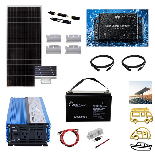Aims Power, ECLYNX, Solar Kit 100 Watt Slim & Narrow Panel, 1.28 kWh Battery, Inverter 1000 Watt | Complete Solar Power Kit for Mobile Setups or Small Off-Grid (image for) Aims Power, ECLYNX, Solar Kit 100 Watt Slim & Narrow Panel, 1.28 kWh Battery, Inverter 1000 Watt | Complete Solar Power Kit for Mobile Setups or Small Off-Grid